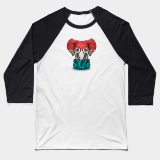 Baby Elephant with Glasses and Luxembourg Flag Baseball T-Shirt